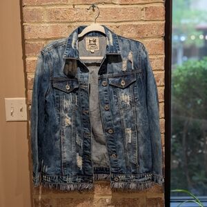 Distressed Blue Denim Jacket Beautiful Embellishments